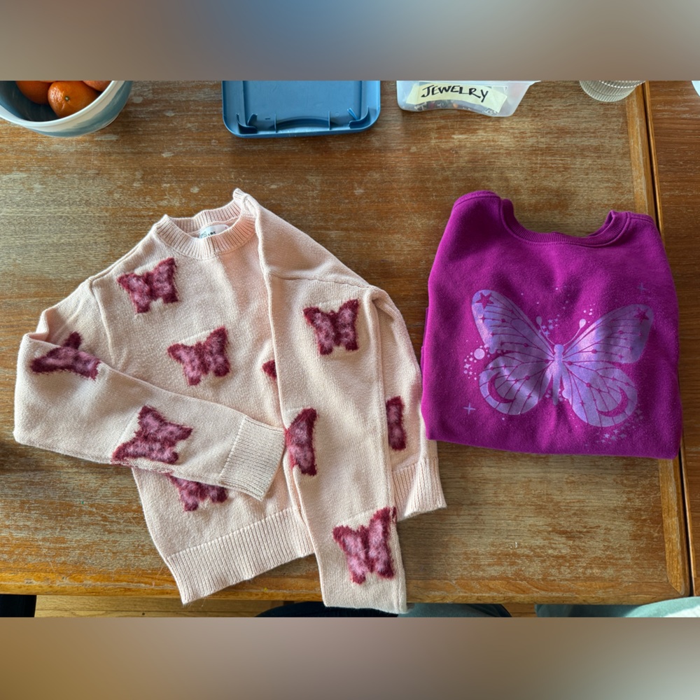 Epic Threads Pink and Cat & Jack Purple Butterfly Sweater Set